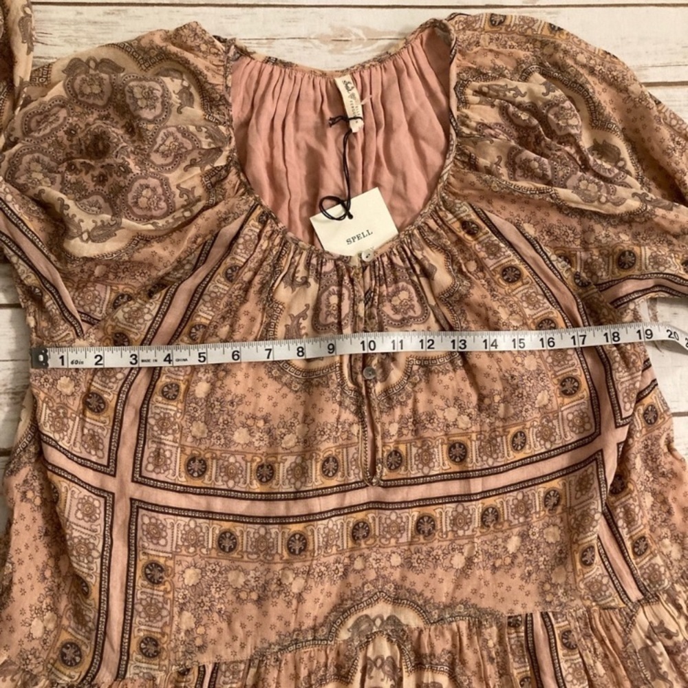 Spell X Elle Ferguson Collaboration Rumor Print Elle Gown Dusty Pink L - Picture 6 of 17